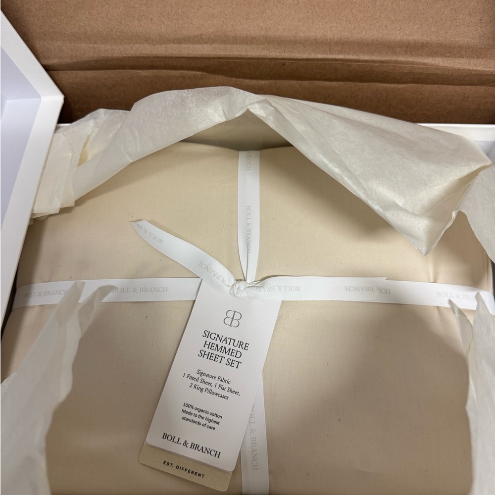 Boll & Branch Natural Signature Hemmed Sheet Set KING